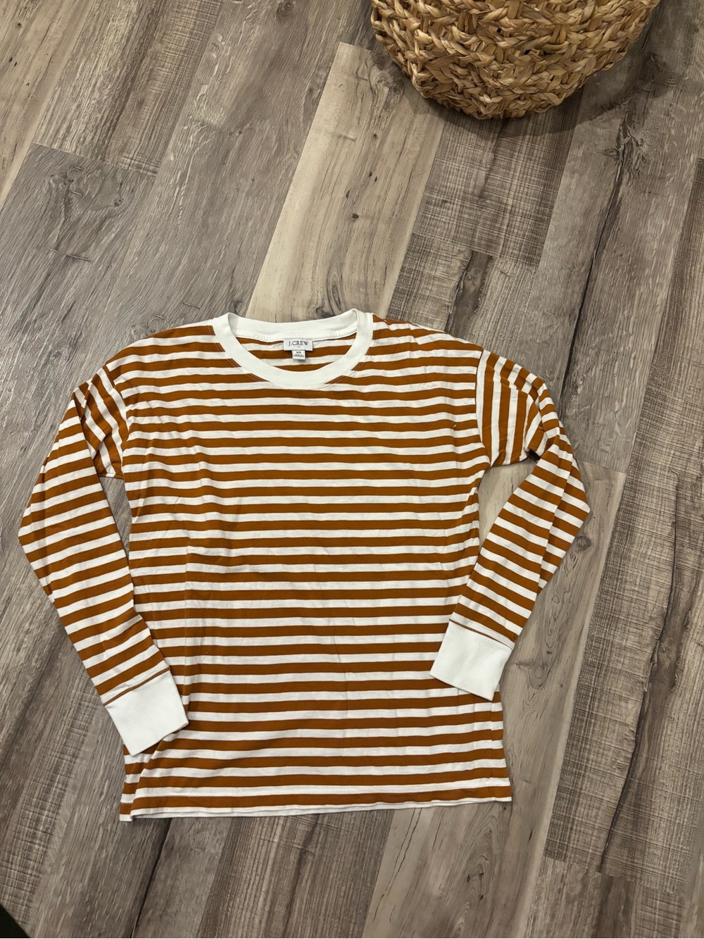 J. Crew Women’s Long Sleeve Striped Top in Mustard/White
